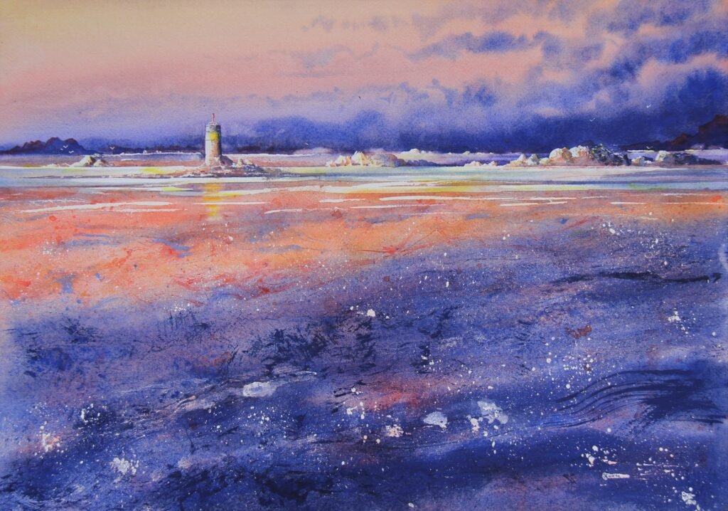 Bretagne_tourelle_au_crepuscule_35x49-2